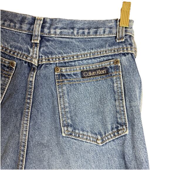 CALVIN KLEIN Vintage 70s-80s USA Made Faded Tapered Mom Blue Jeans Womens 10 - Picture 9 of 12